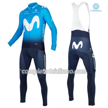 Completo Maglia ML + Pantaloncino con bretelle ML 2018 Movistar Team N001 Winter Invernale